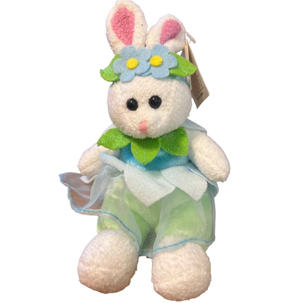 Vintage 2001 Happy Easter Galerie Plush Easter Bunny Rabbit Tutu Flowers 8" NWT